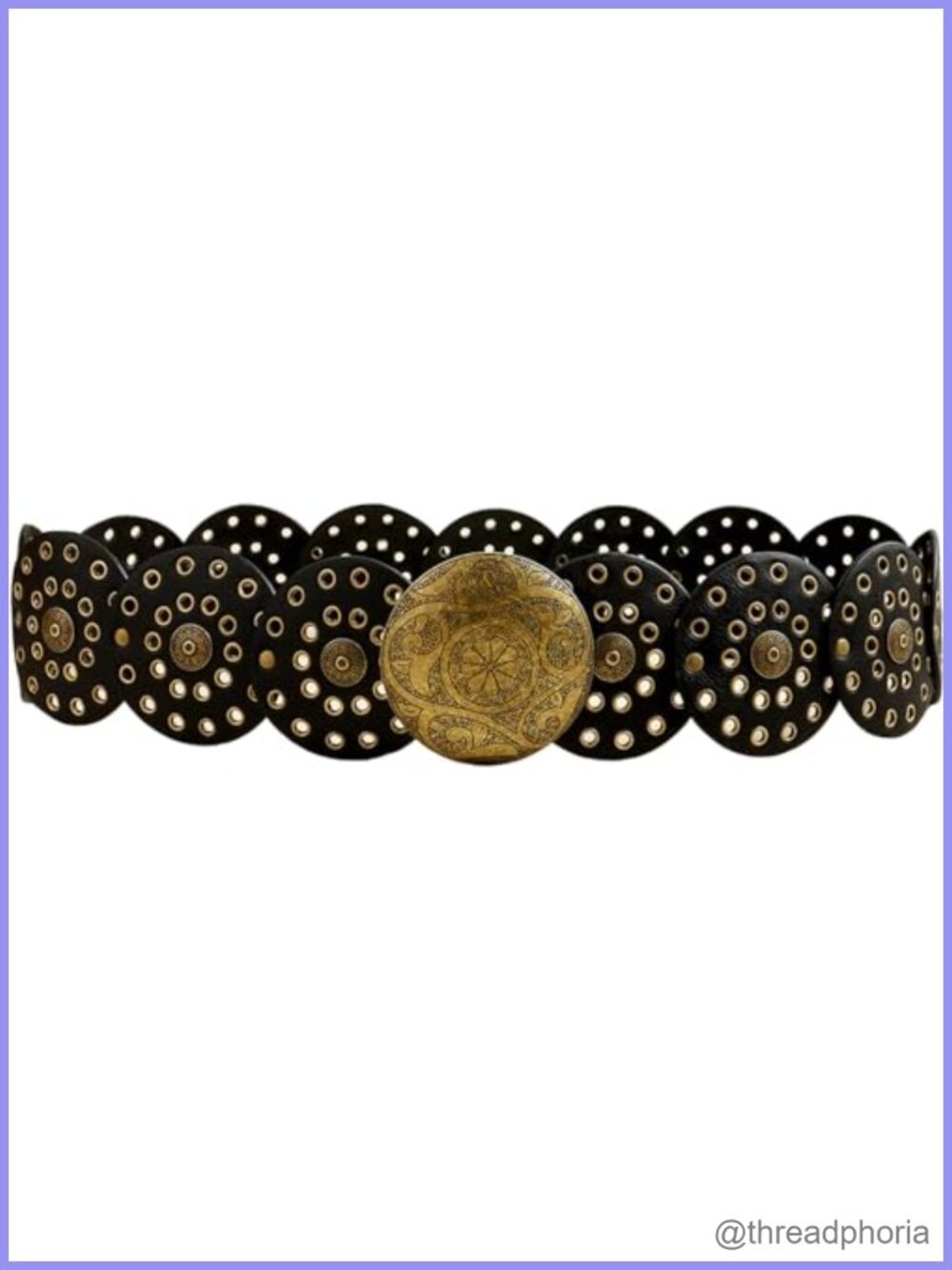 Wide Disc Belt PU Leather Waist Belt Metal Buckle Boho